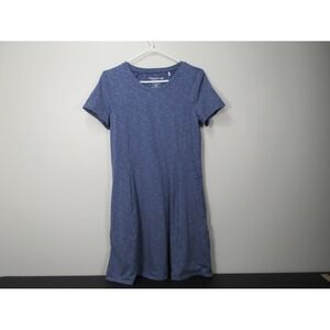 Toad&Co ECO Striped TShirt Dress Womens Medium Blue White Organic Cotton Stretch